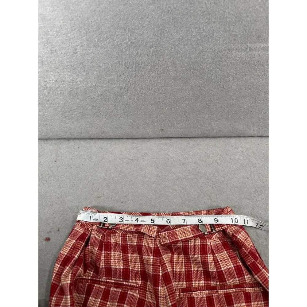 John Galt Brandy Melville Plaid Valentina Pants Women OS Red Orange High‎ Waist